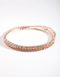 Rose Gold Crystal Diamante Bracelet Set - link has visual effect only