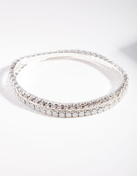 Silver White Diamante Bracelet Set - link has visual effect only