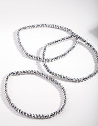 Grey Facet Bead Bracelet Set - link has visual effect only