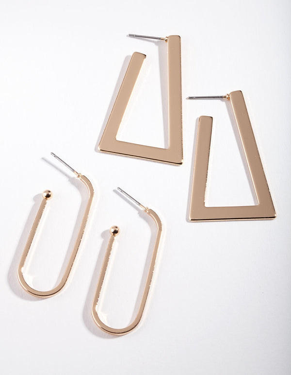 Gold Trapeze Hoop Earring Pack