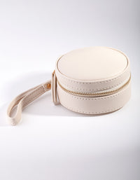 Beige Round Jewellery Box - link has visual effect only