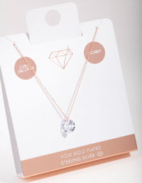 Rose Gold Plated Sterling Silver 2 Carat Cubic Zirconia Necklace - link has visual effect only