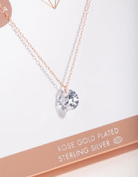 Rose Gold Plated Sterling Silver 2 Carat Cubic Zirconia Necklace - link has visual effect only