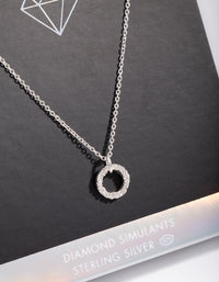 Sterling Silver Diamond Simulant Open Circle Necklace - link has visual effect only