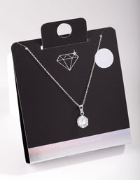 8mm Round Diamond Simulant Pendant Necklace - link has visual effect only