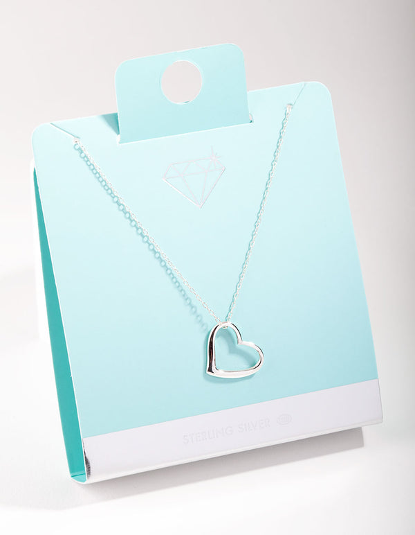 Sterling Silver Open Heart Necklace