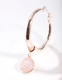 Rose Gold Centre Rose Quartz Hoop Earrings - link has visual effect only