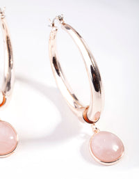 Rose Gold Centre Rose Quartz Hoop Earrings - link has visual effect only