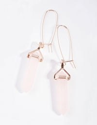 Rose Gold Open Wire Rose Quartz Stone Hoop Earrings - link has visual effect only