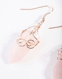 Rose Gold Coil Wrap Rose Quartz Earrings - link has visual effect only