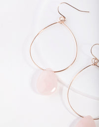 Rose Gold Rose Quartz Teardrop Stone Earrings - link has visual effect only