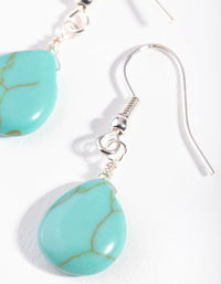 Silver Green Turquoise Teardrop Earrings - link has visual effect only