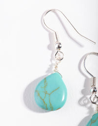 Silver Green Turquoise Teardrop Earrings - link has visual effect only