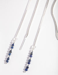 Sterling Silver Lapis Bead Thread Through Earrings - link has visual effect only