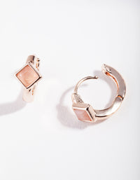 Gold Pink Rose Quartz Huggie Earrings - link has visual effect only