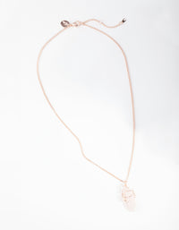 Rose Gold Curled Rose Quartz Stone Necklace - link has visual effect only