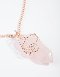 Rose Gold Curled Rose Quartz Stone Necklace - link has visual effect only