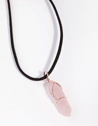 Rose Gold Wire Wrap Rose Quartz Necklace - link has visual effect only