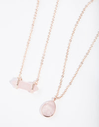 Rose Gold Double Layered Rose Quartz Necklace - link has visual effect only