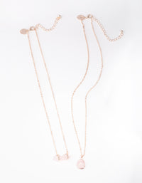 Rose Gold Double Layered Rose Quartz Necklace - link has visual effect only