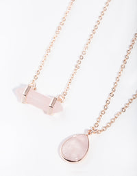 Rose Gold Double Layered Rose Quartz Necklace - link has visual effect only