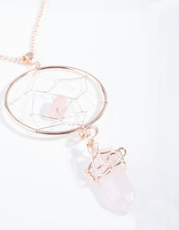 Rose Gold Rose Quartz Dreamcatcher Necklace - link has visual effect only