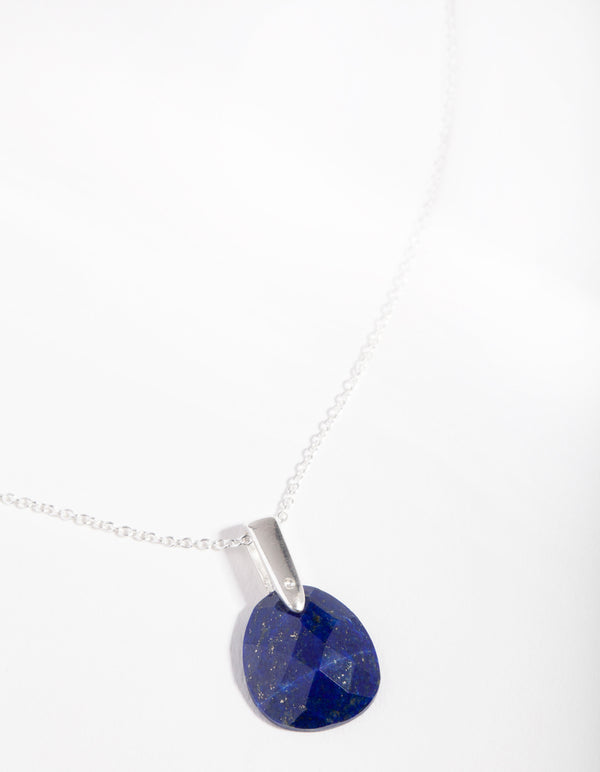 Sterling Silver Faceted Lapis Pendant Necklace