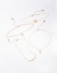 Rose Gold Rose Quartz Chain Choker 4-Pack - link has visual effect only