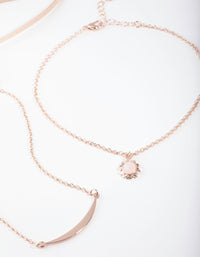 Rose Gold Rose Quartz Chain Choker 4-Pack - link has visual effect only