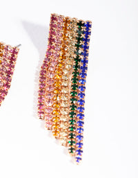 Gold Rainbow Diamante Fringe Statement Earrings - link has visual effect only