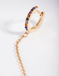 Gold Rainbow Diamante Chain Huggie Earrings - link has visual effect only