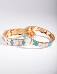 Blue & Gold Triangle Enamel Bracelet Pack - link has visual effect only