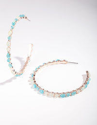 Rose Gold Blue Stone Hoop Earrings - link has visual effect only