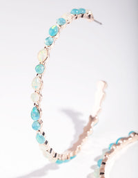 Rose Gold Blue Stone Hoop Earrings - link has visual effect only