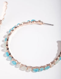 Rose Gold Blue Stone Hoop Earrings - link has visual effect only