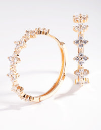 Gold Cubic Zirconia Mini Flower Hoop Earrings - link has visual effect only