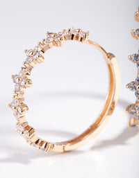 Gold Cubic Zirconia Mini Flower Hoop Earrings - link has visual effect only