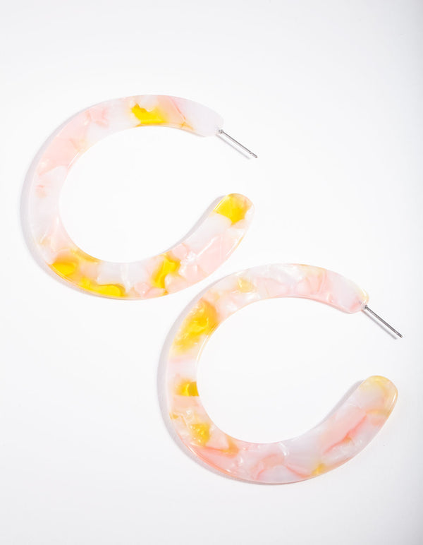 Pink Swirling Acrylic Hoop Earrings