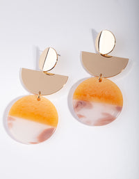 Gold Peach Geometric Acrylic Drop Earrings - link has visual effect only