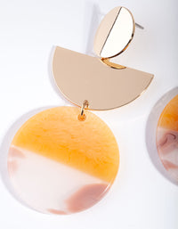 Gold Peach Geometric Acrylic Drop Earrings - link has visual effect only