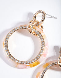 Gold Pink Diamante Acrylic Loop Earrings - link has visual effect only