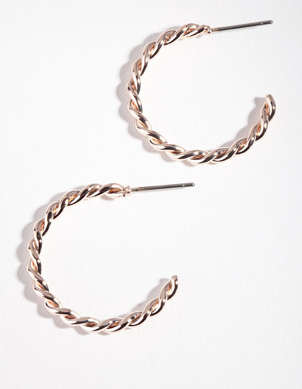 Rose Gold Twisted Hoop Earrings