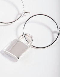 Silver Padlock Fine Hoop Earrings - link has visual effect only