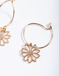 Gold Dainty Flower Hoop Earrings - link has visual effect only