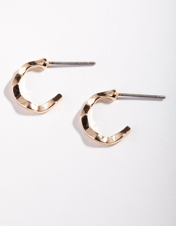 Gold Squiggle Hoop Earrings