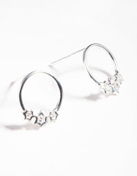 Sterling Silver Diamante Star Circle Stud Earrings - link has visual effect only