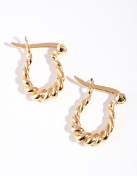 Gold Plated Sterling Silver Mini Twist Creole Hoop Earrings - link has visual effect only