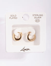 Gold Plated Sterling Silver Sleek Wide Creole Hoop Earrings - link has visual effect only