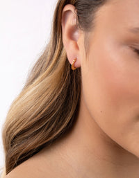 Gold Plated Sterling Silver Sleek Wide Creole Hoop Earrings - link has visual effect only