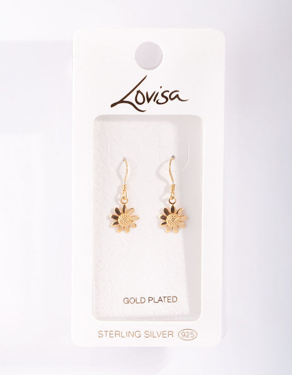 Gold Plated Sterling Silver Daisy Drop Earrings